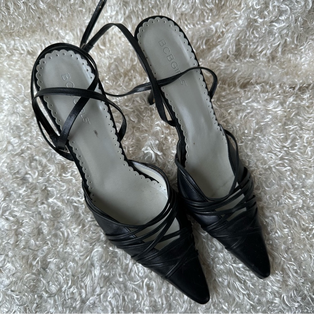 BCBG Elegant Black Strappy Heels